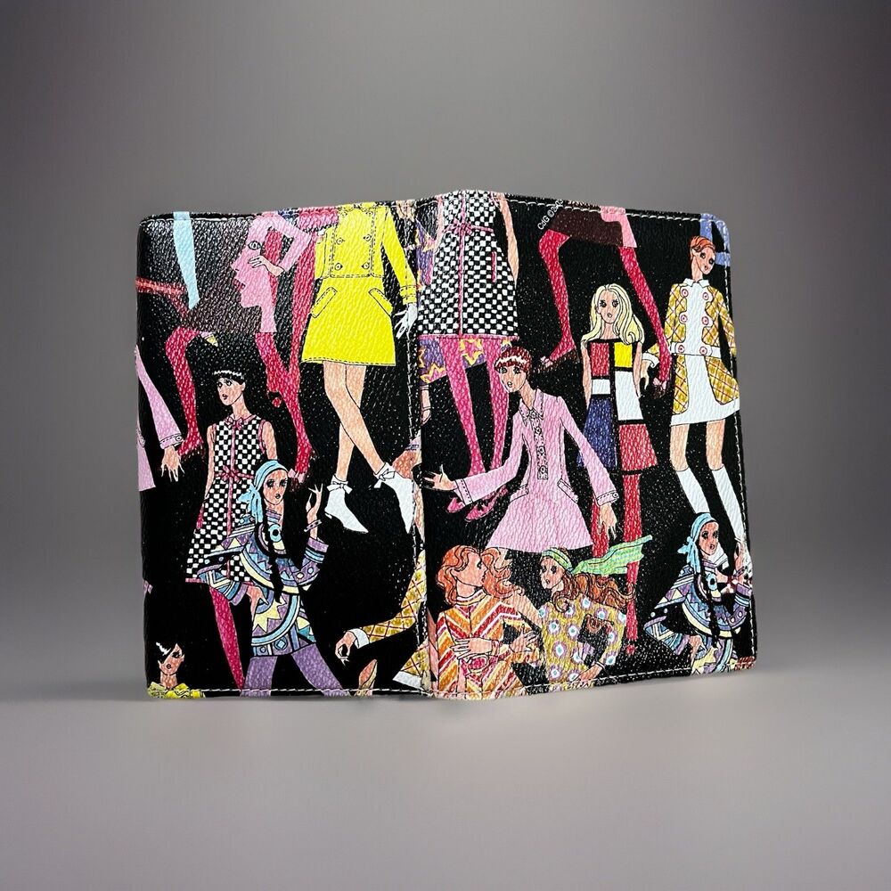 Sydney Love Med Wallet Card Holder w Zipper Fashion Sketch Girls Art 1970 Hippie